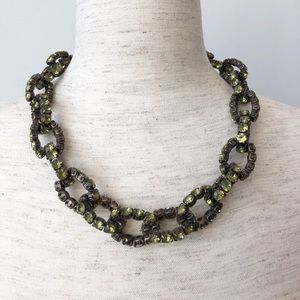 JCrew Green Stone Rhinestone Link Necklace Choker